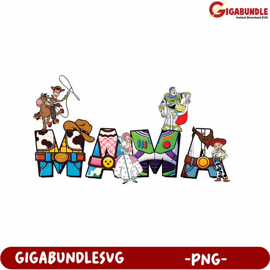 Colorful Toy-Inspired Mama PNG Design for Creative Projects