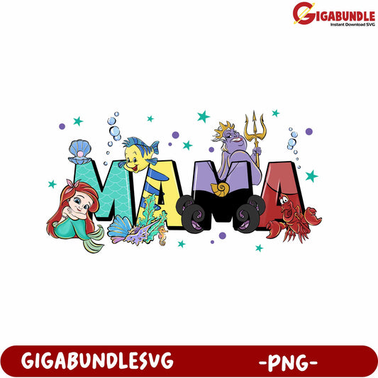 Colorful Undersea Mama Design PNG for Creative Projects