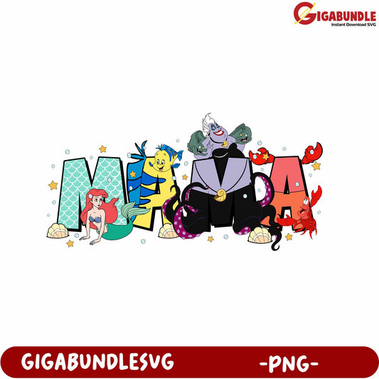 Colorful Underwater Cartoon Characters in PNG Format Design
