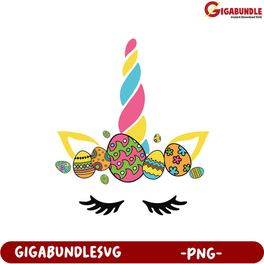 Colorful Unicorn with Easter Eggs PNG - Perfect for Crafts