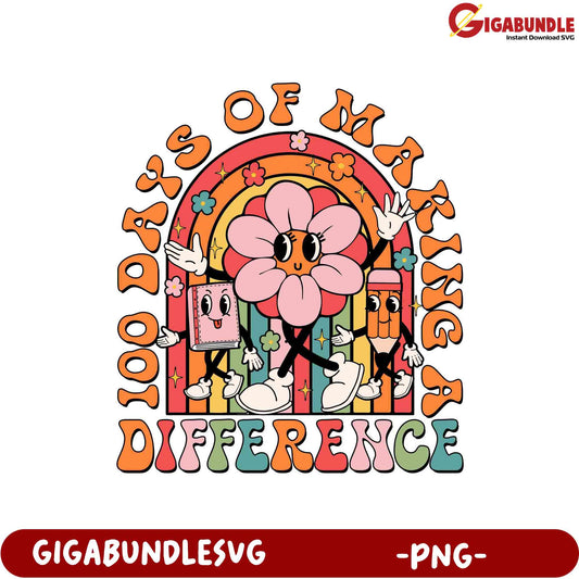 Colorful '100 Days of Making a Difference' PNG Design