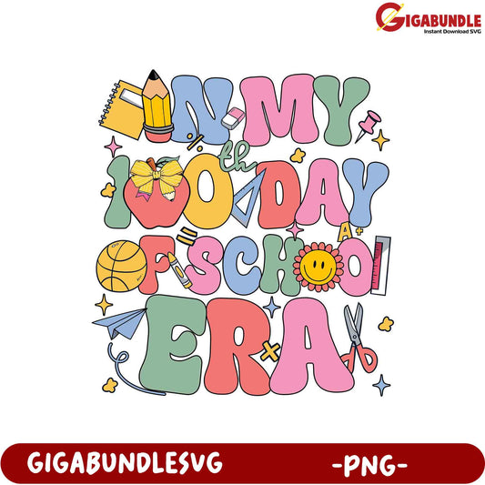 Colorful 'First Day of School' PNG Design for Kids