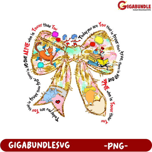 Colorful 'You Are You' Inspirational Bow PNG Design for Kids