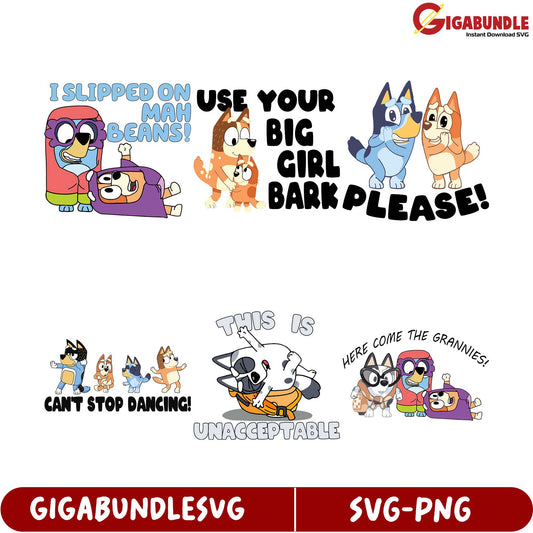 Cool Bluey SVG Bundle Fun Quotes & Characters for Kids!