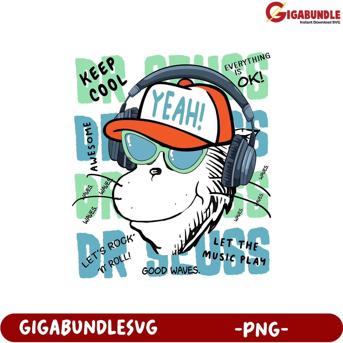 Cool Cat DJ PNG SVG Bundle Download