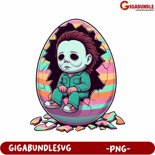 Cool Horror Character in Colorful Egg - PNG Graphic Design
