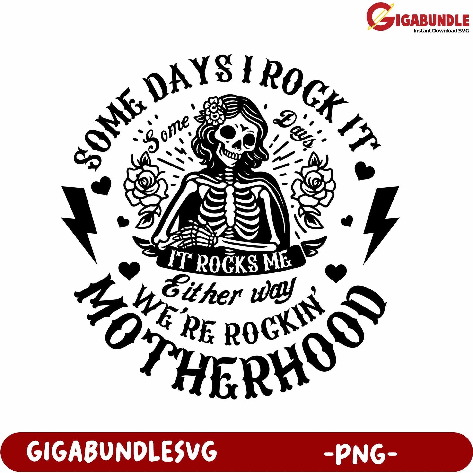 Cool Skeleton Motherhood Design - Rocking It PNG Art Print