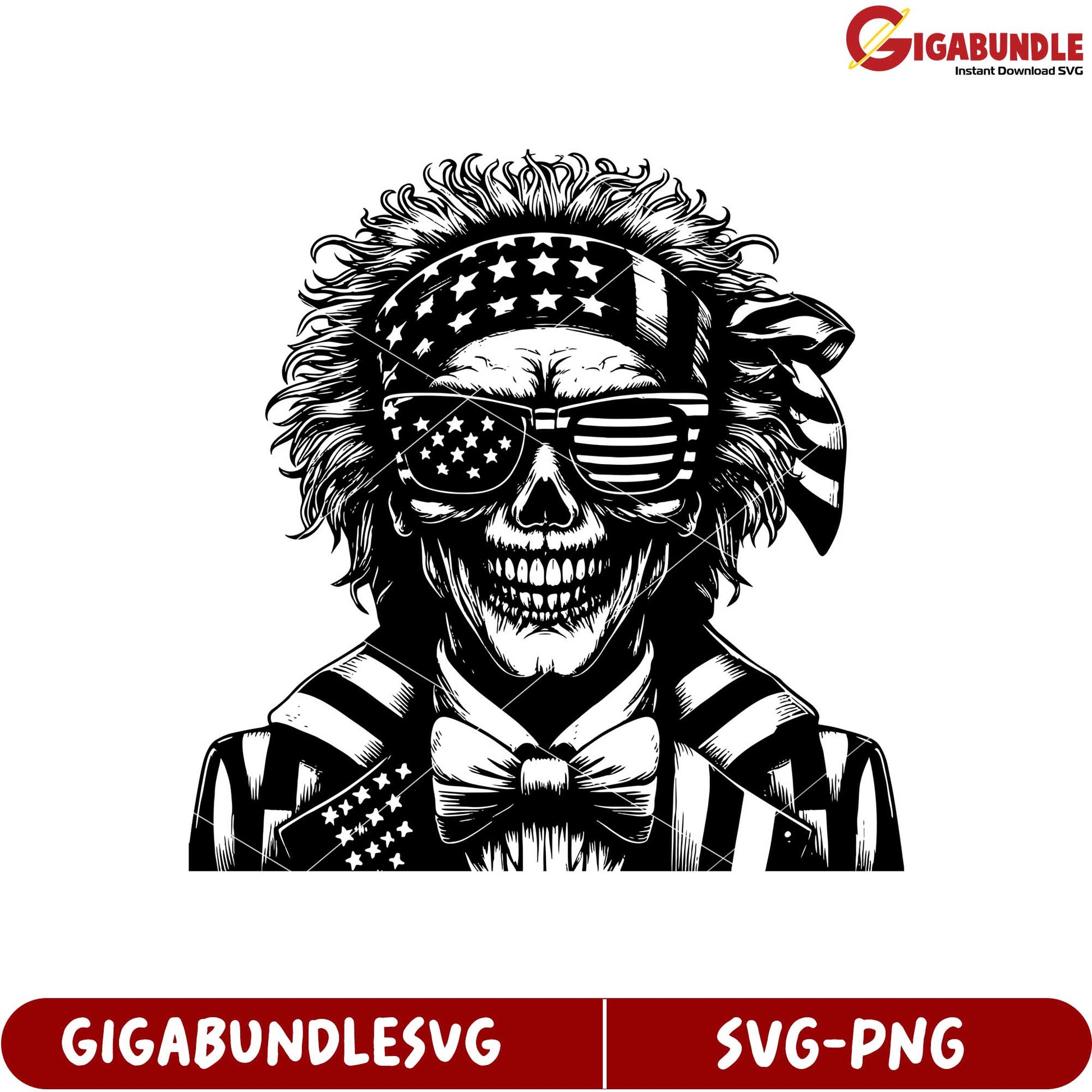 Cool Skull Design with American Flag Theme for SVG Product Use
