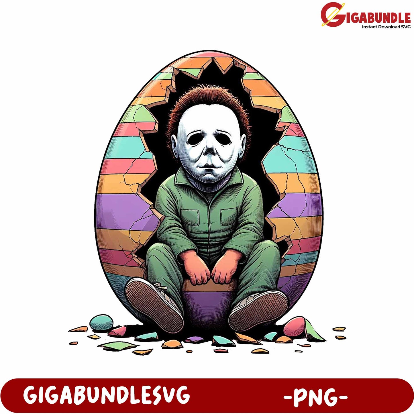 Creative Halloween PNG Egg Design Featuring Spooky Character