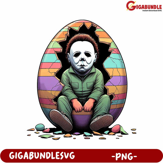 Creative Halloween PNG Egg Design Featuring Spooky Character