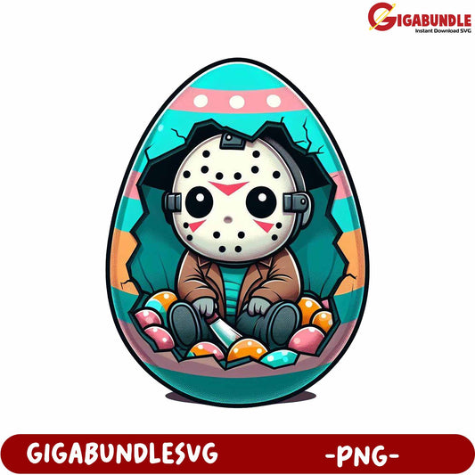 Creative Jason Inspired Easter Egg Design in PNG Format
