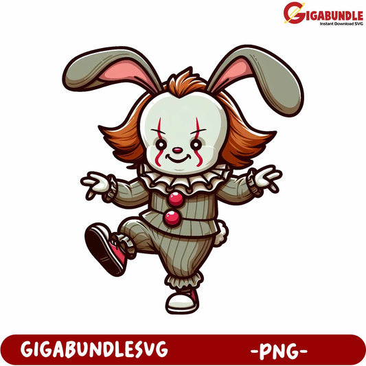 Creepy Bunny Clown Character PNG for Unique Digital Designs