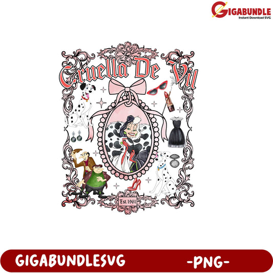 Cruella De Vil Vintage Illustration PNG for Creative Projects