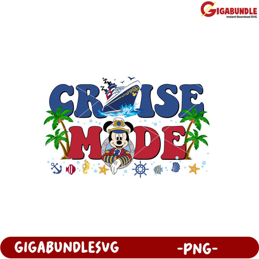 Cruise Mode Mickey Mouse Design PNG Product Download
