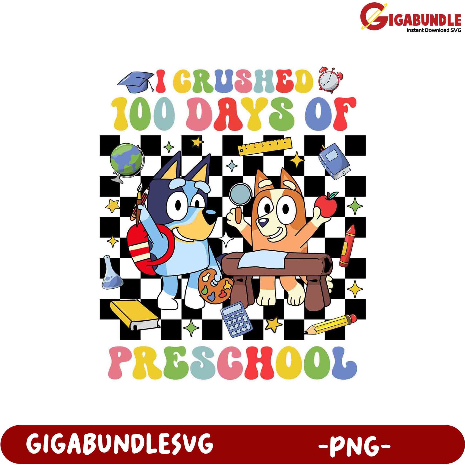 Crushed 100 Days of Preschool PNG  Fun Kids Artwork