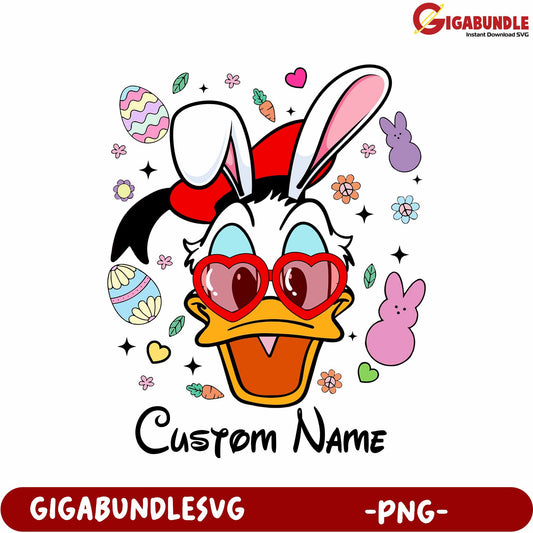 Customizable Bunny Donald Duck PNG for Festive Celebrations