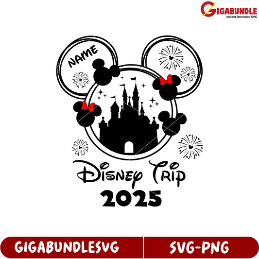 Customizable Disney Trip 2025 SVG Design for Family Vacations