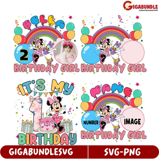 Customizable Minnie Mouse Birthday SVG Bundle for Girls