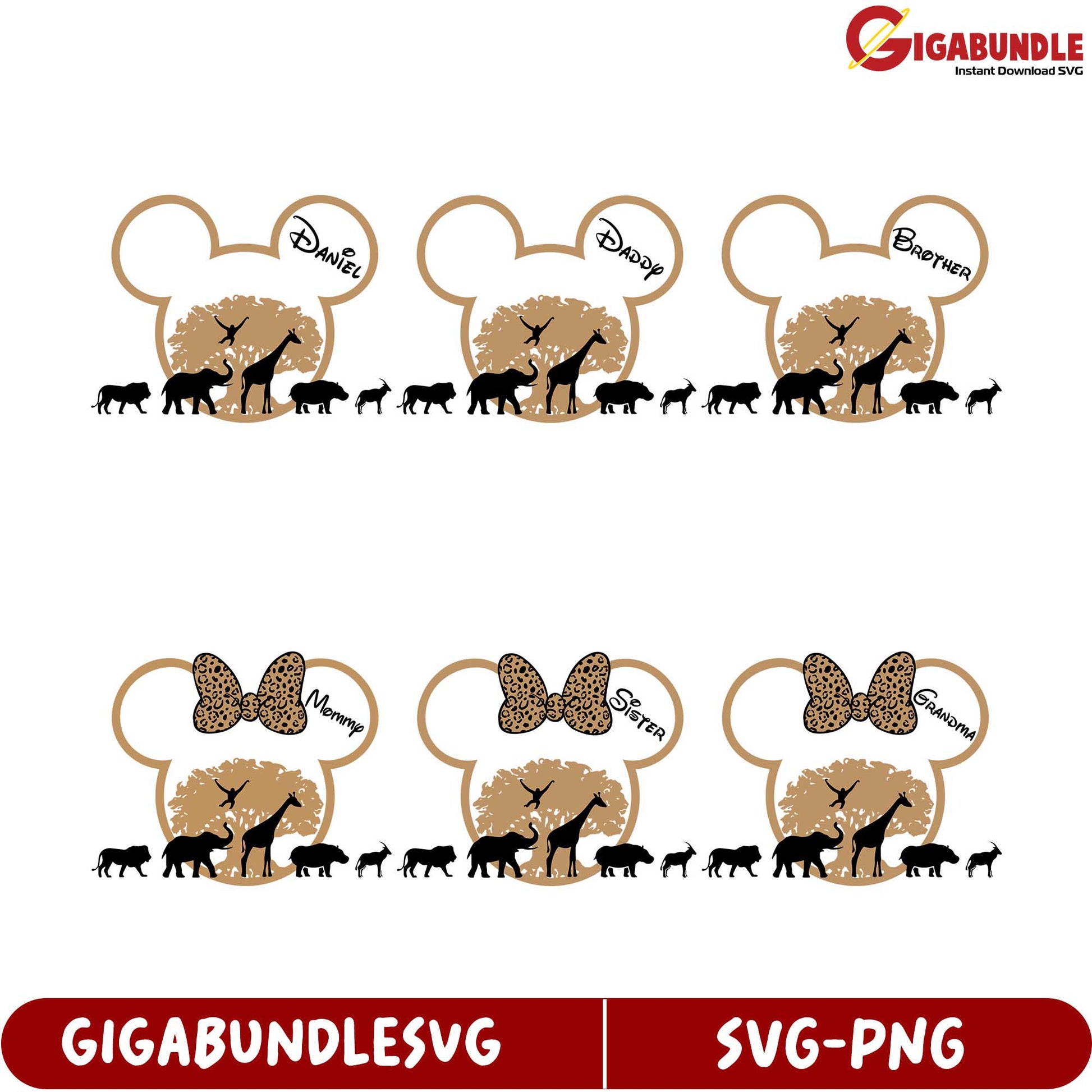 Customized Animal Family SVG Bundle - Mickey Mouse Heads