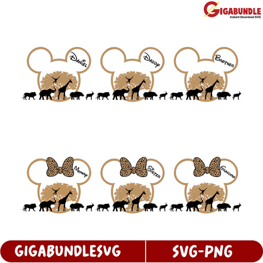 Customized Animal Family SVG Bundle - Mickey Mouse Heads