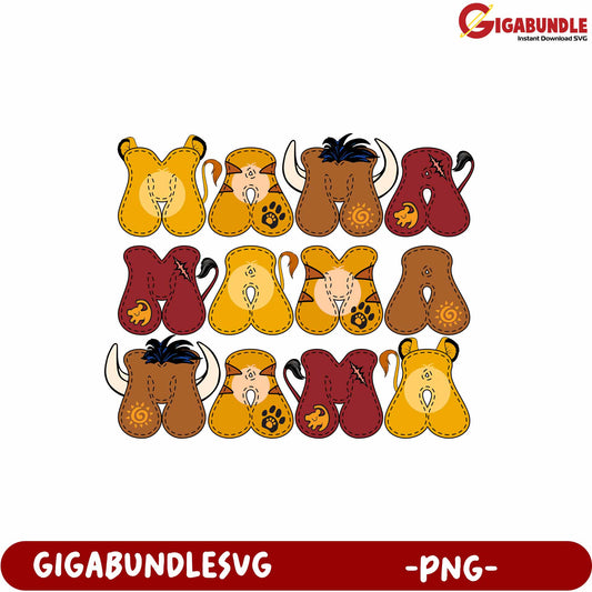 Cute Animal Themed Mothers Day PNG Downloadable Graphic Design