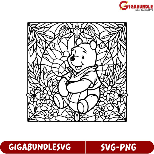 Cute Bear Artwork Floral Design SVG File for Crafting and Printing