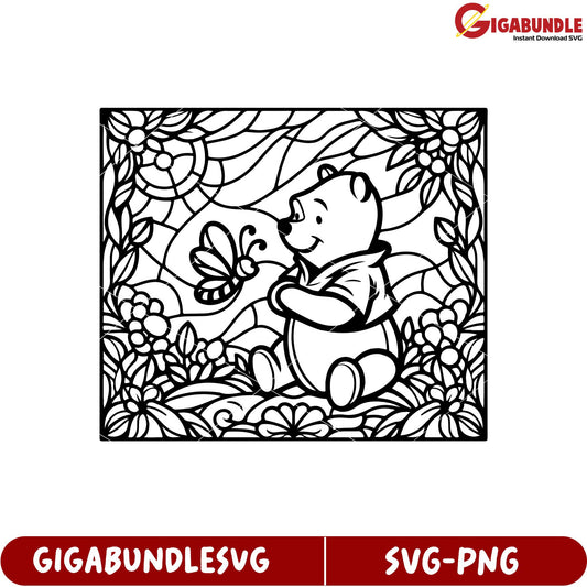 Cute Bear and Butterfly Decorative SVG Design for Crafting Projects