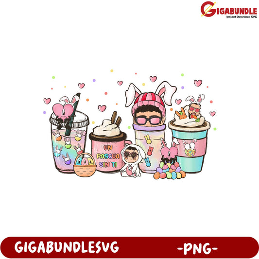 Cute Bunny-Themed Drink PNG for Easter Celebrations