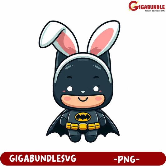 Cute Bunny Batman Character PNG for Fun Designs and Crafts