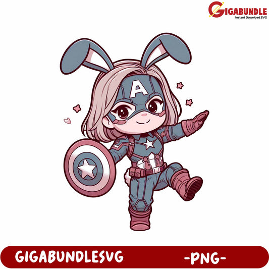 Cute Bunny Captain Character PNG for Downloadable Use