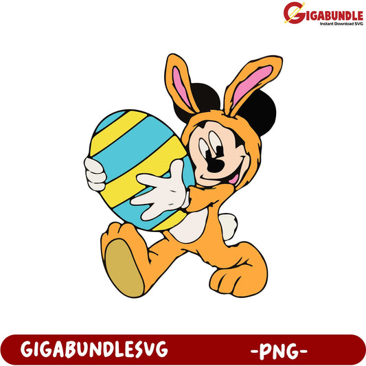 Cute Bunny Character Holding Easter Egg PNG for Crafts and Designs