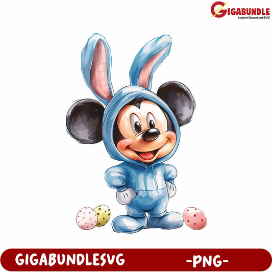 Cute Bunny Character in Blue Outfit - PNG Digital Download