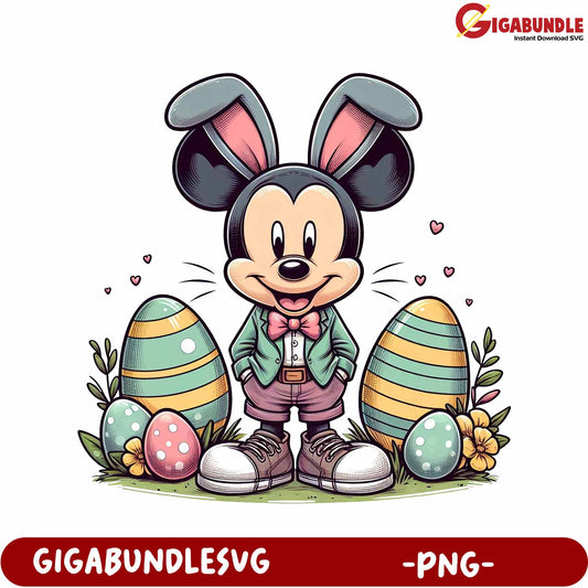 Cute Bunny Character with Easter Eggs - PNG Downloadable Art