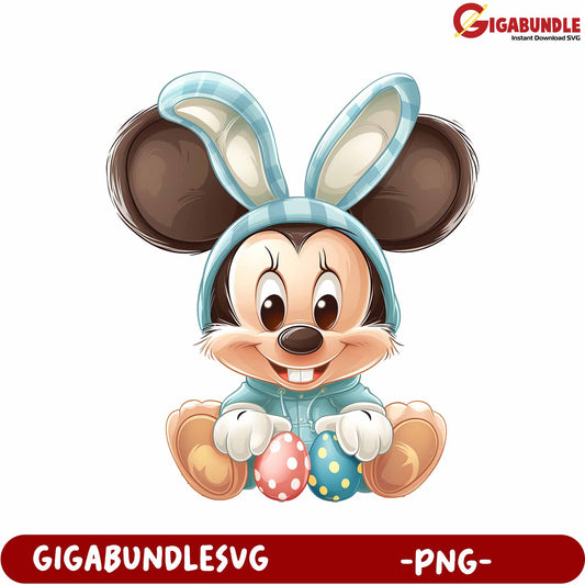Cute Bunny Character with Eggs PNG - Perfect for Kids' Crafts