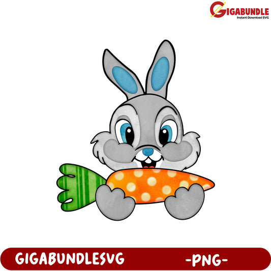 Cute Bunny Holding Carrot PNG - Perfect for Spring Designs