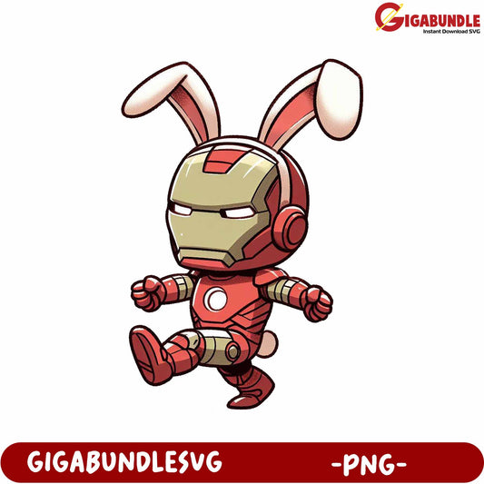 Cute Bunny Iron Man Character PNG  Adorable Fun Design Download