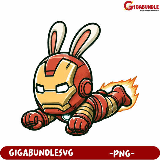 Cute Bunny Iron Man PNG Art for Cartoon Lovers and Fans