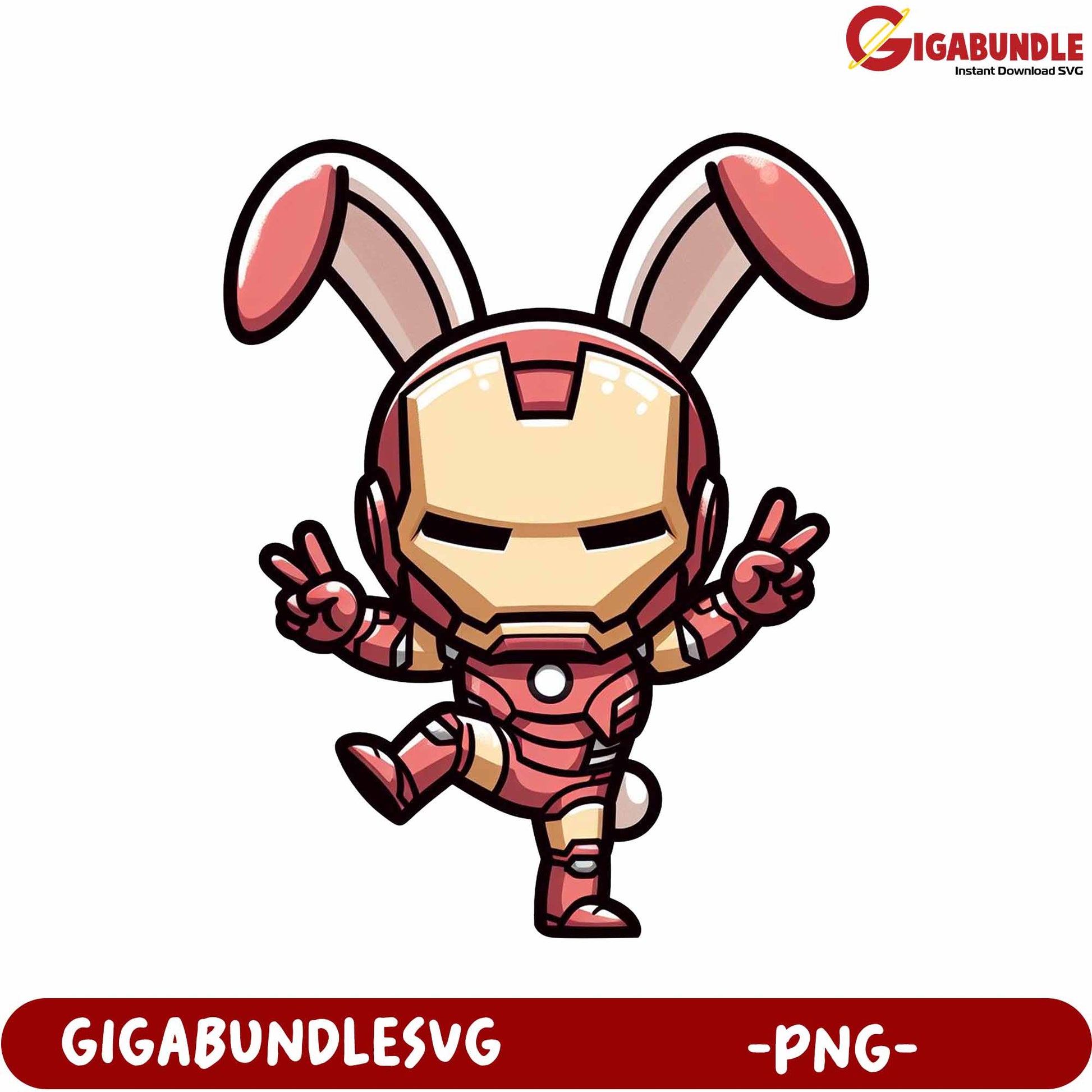 Cute Bunny Iron Man PNG Image for Downloadable Art Projects