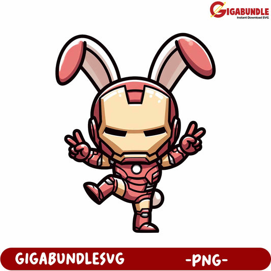 Cute Bunny Iron Man PNG Image for Downloadable Art Projects