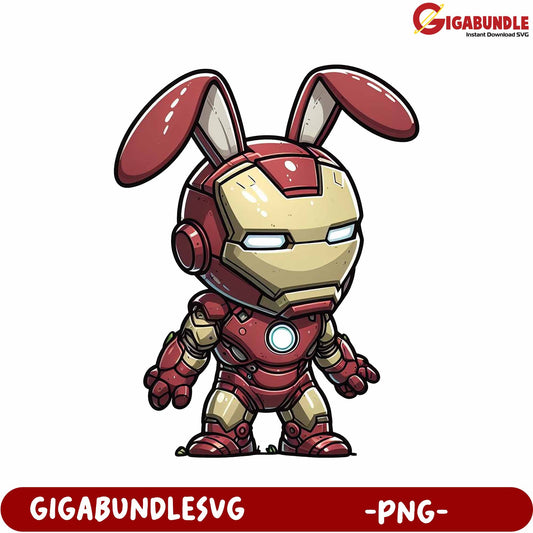 Cute Bunny Iron Mech PNG Design for Creative Projects