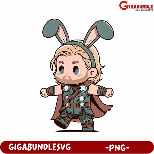 Cute Bunny Thor Character PNG Design for Fun Downloads