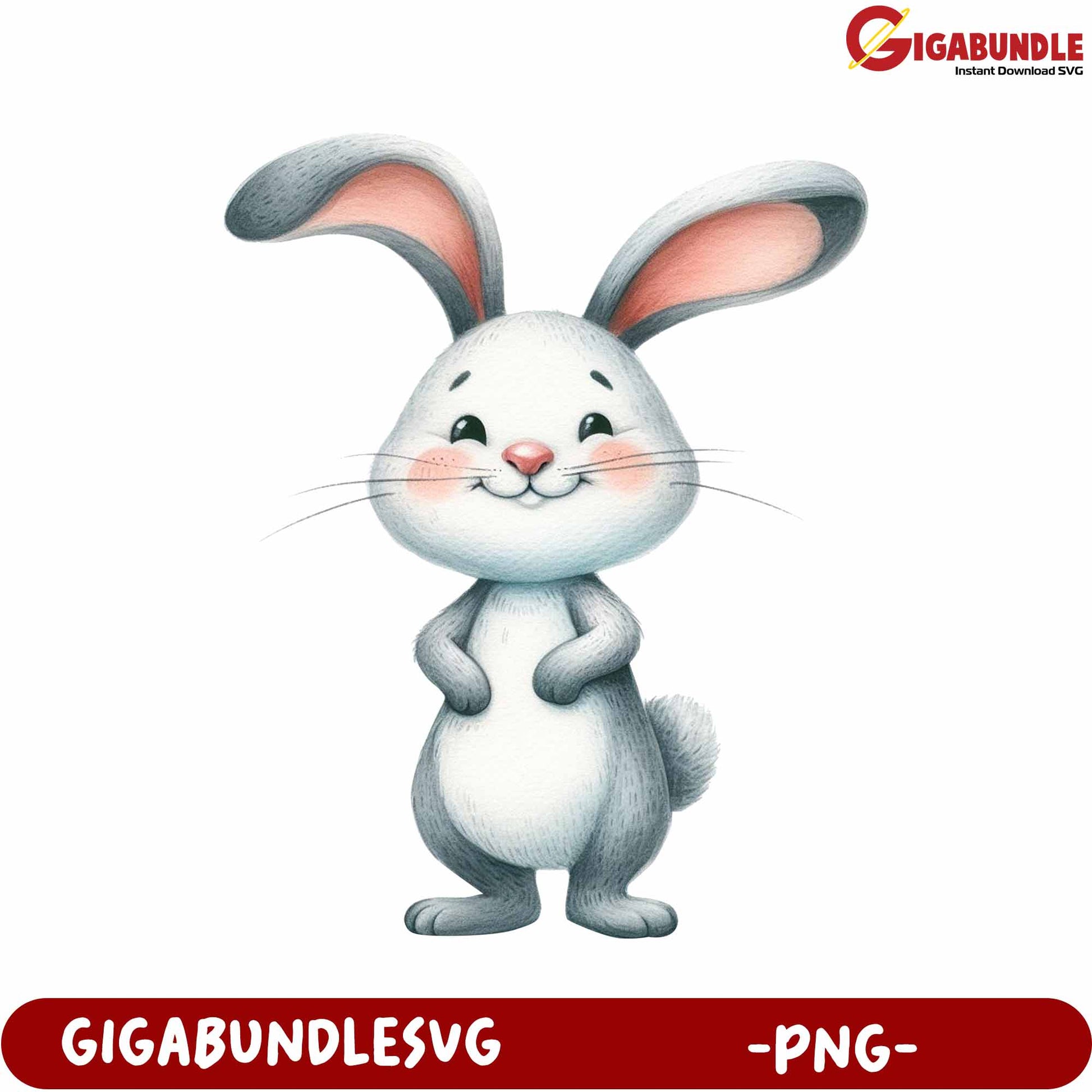 Cute Cartoon Bunny Illustration in PNG Format for Projects