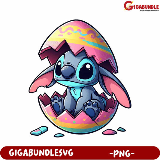 Cute Cartoon Character Hatching from Colorful Egg PNG Image