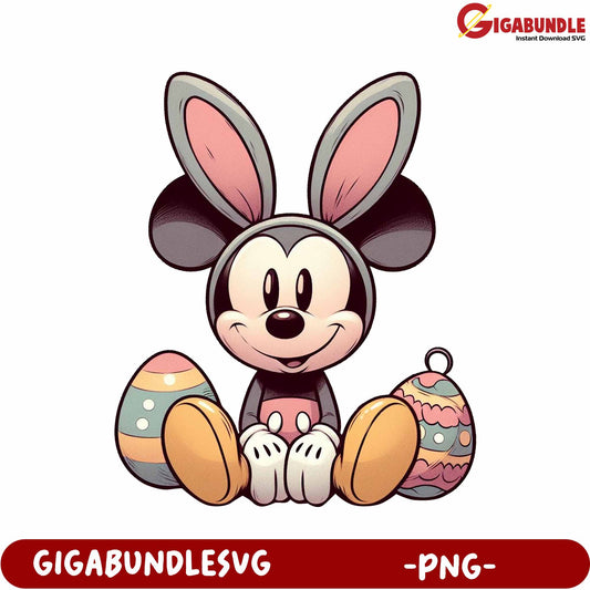 Cute Easter Bunny Mouse Character PNG for Craft Projects