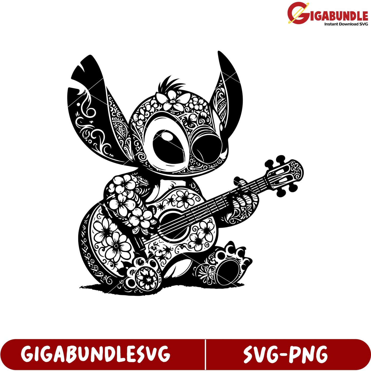 Cute Floral Character Playing Guitar SVG Design for Craft Projects