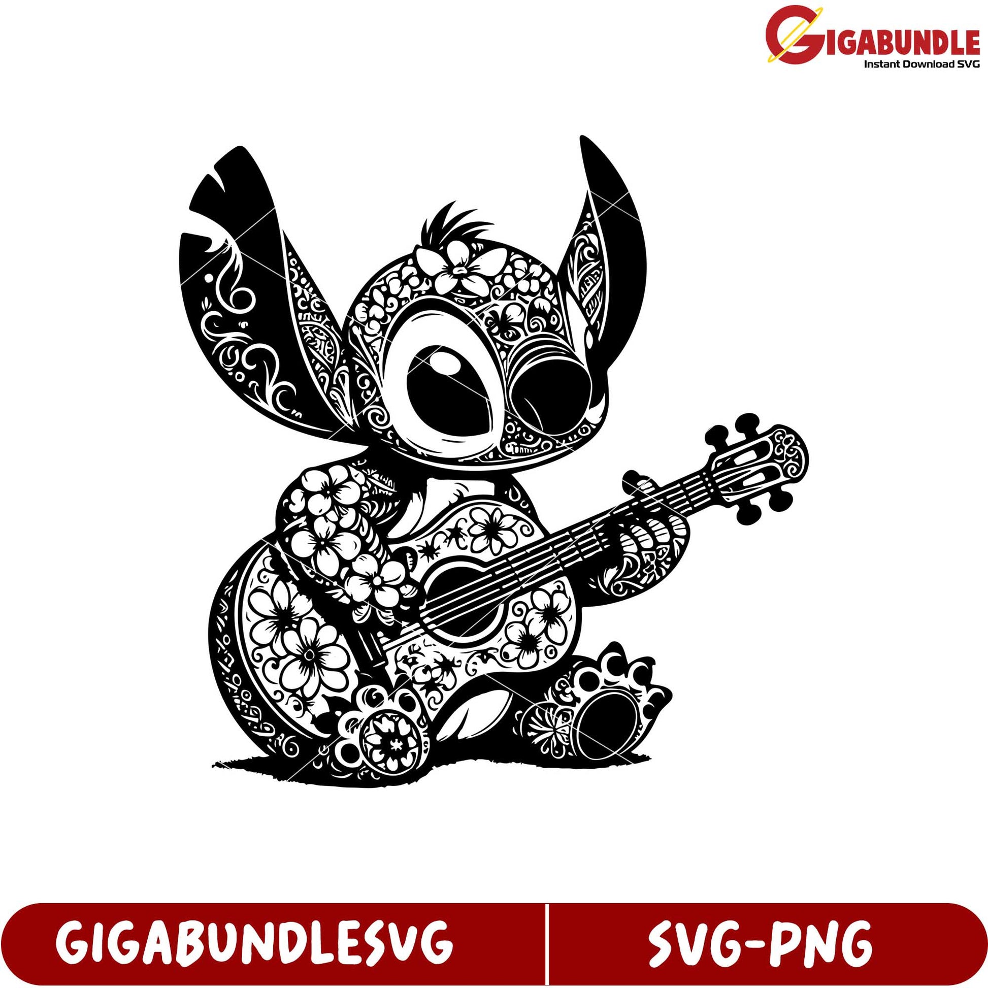 Cute Floral Character Playing Guitar SVG Design for Craft Projects