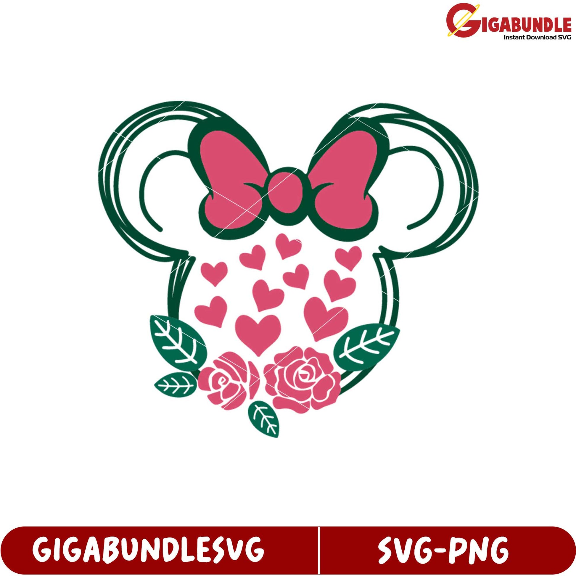 Cute Floral Hearts Bow SVG Graphic Design for Crafts and Projects