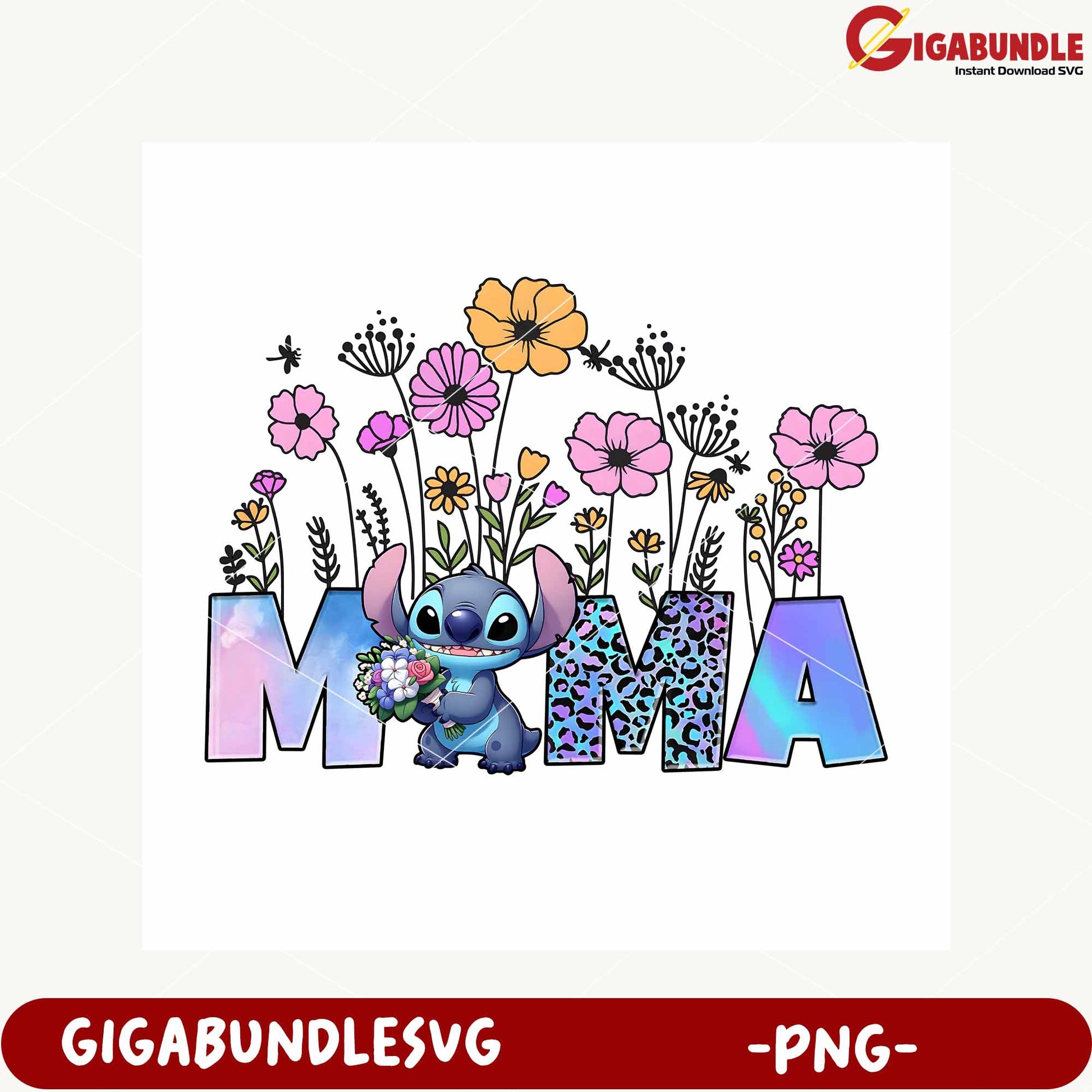 Cute Floral Mama Design with Character PNG File