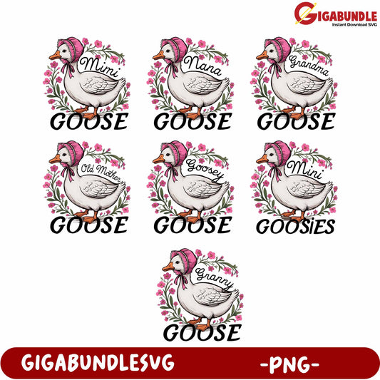 Cute Goose Character Designs in PNG Format for Crafts and Decor