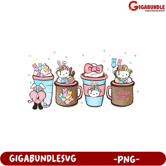 Cute Hello Kitty and Friends Coffee Mugs PNG for Crafting Fun